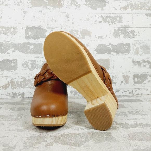 NEW Dolce Vita Hila Brown Leather Block Heel Slide In Clogs V401 - Picture 8 of 10